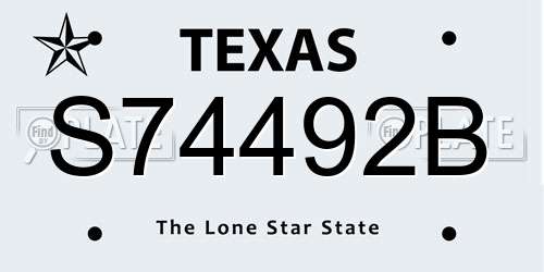 S74492B Texas License Plate