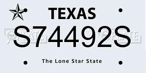 S74492S Texas License Plate