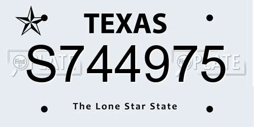 S744975 Texas License Plate