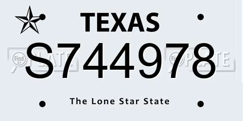 S744978 Texas License Plate