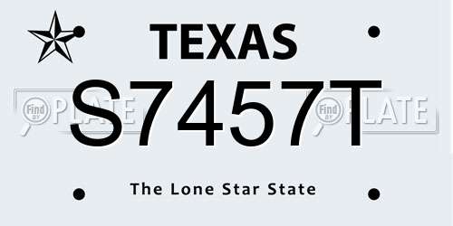 S7457T Texas License Plate