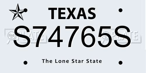 S74765S Texas License Plate