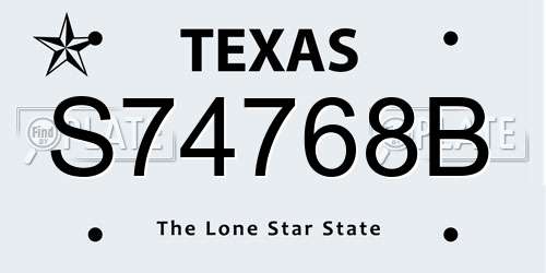S74768B Texas License Plate