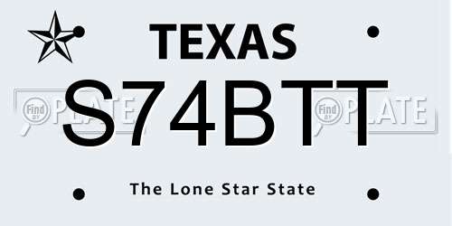S74BTT Texas License Plate