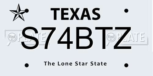 S74BTZ Texas License Plate