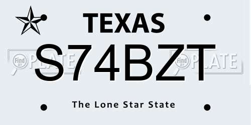 S74BZT Texas License Plate