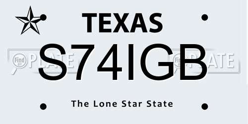 S74IGB Texas License Plate