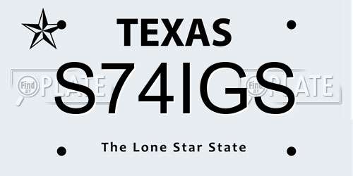 S74IGS Texas License Plate