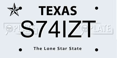 S74IZT Texas License Plate