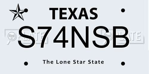 S74NSB Texas License Plate