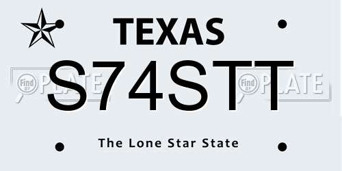 S74STT Texas License Plate