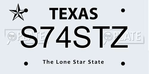 S74STZ Texas License Plate