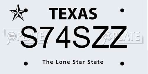S74SZZ Texas License Plate