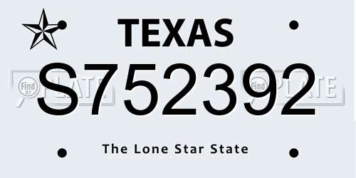 S752392 Texas License Plate