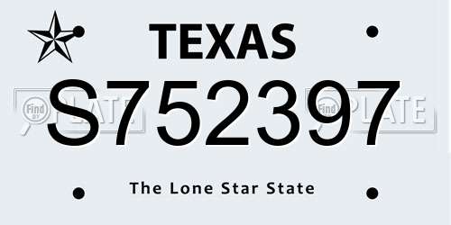 S752397 Texas License Plate