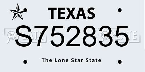 S752835 Texas License Plate