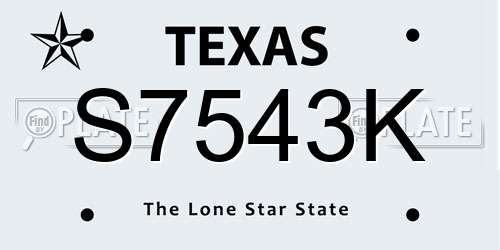 S7543K Texas License Plate