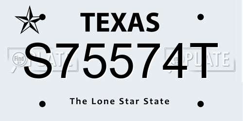 S75574T Texas License Plate