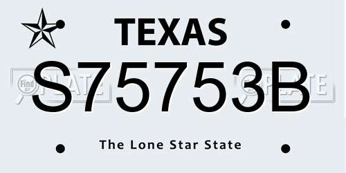 S75753B Texas License Plate