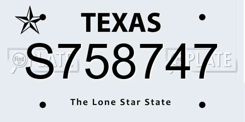 S758747 Texas License Plate
