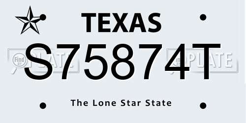 S75874T Texas License Plate