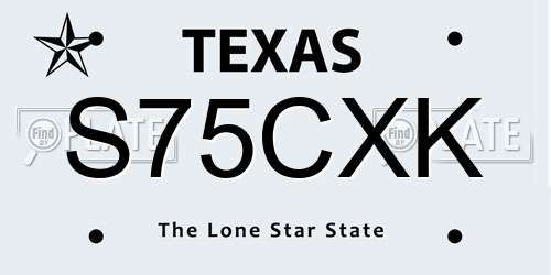 S75CXK Texas License Plate