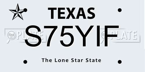 S75YIF Texas License Plate
