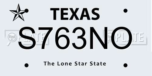 S763NO Texas License Plate