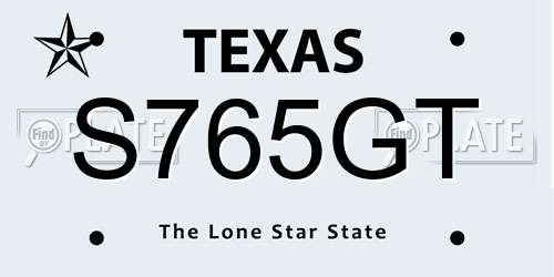 S765GT Texas License Plate