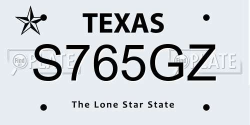 S765GZ Texas License Plate
