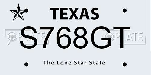 S768GT Texas License Plate