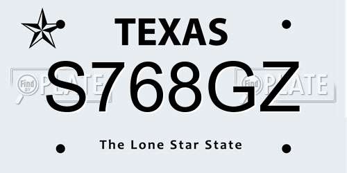 S768GZ Texas License Plate