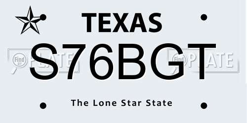 S76BGT Texas License Plate
