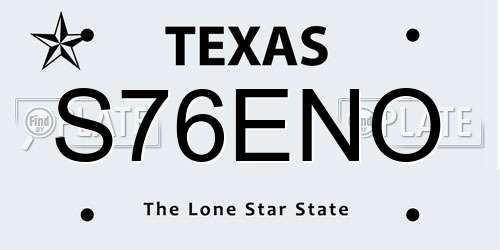 S76ENO Texas License Plate