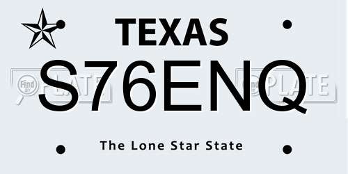 S76ENQ Texas License Plate