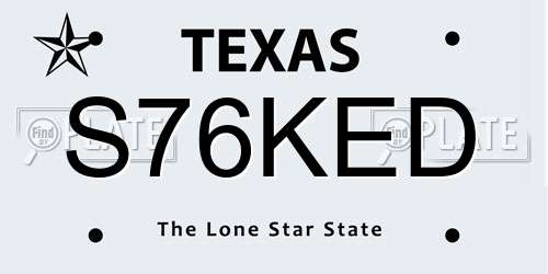 S76KED Texas License Plate