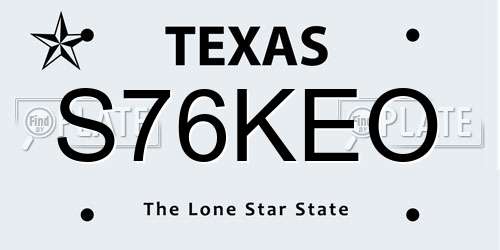 S76KEO Texas License Plate