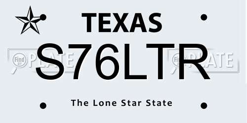 S76LTR Texas License Plate