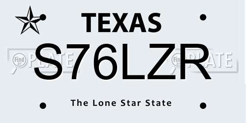 S76LZR Texas License Plate