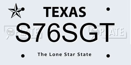 S76SGT Texas License Plate