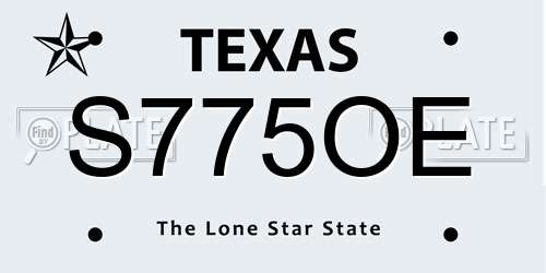 S775OE Texas License Plate