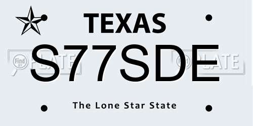 S77SDE Texas License Plate