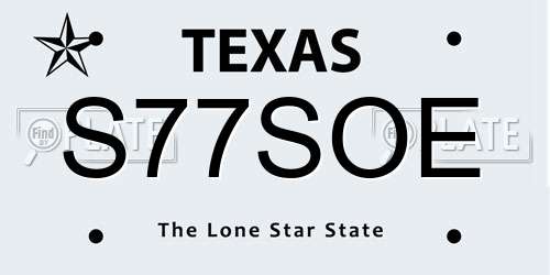 S77SOE Texas License Plate