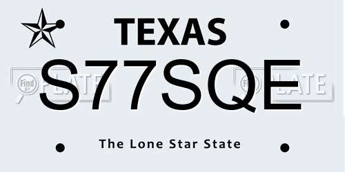 S77SQE Texas License Plate