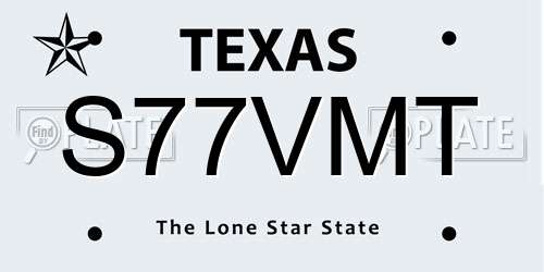 S77VMT Texas License Plate