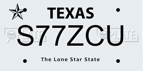 S77ZCU Texas License Plate