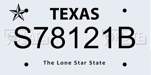S78121B Texas License Plate