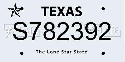 S782392 Texas License Plate