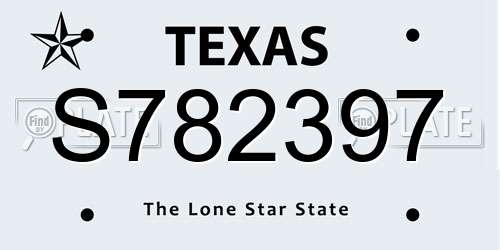 S782397 Texas License Plate