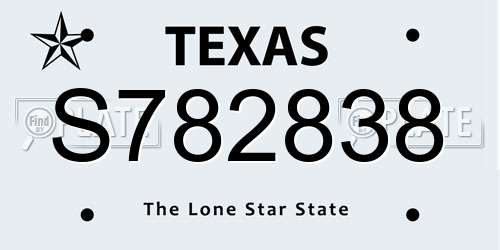S782838 Texas License Plate